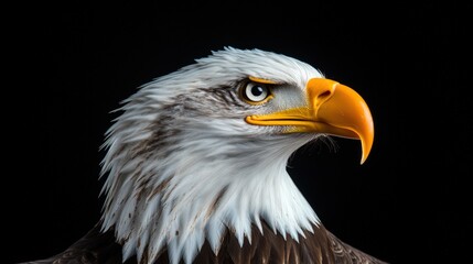 Obraz premium Close-up of a majestic eagle with piercing eyes and detailed feathers against a dark background