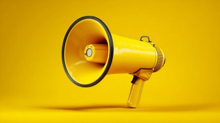 Yellow megaphone as bold communication symbol, centered on matching background. Power of clear and direct messaging.
