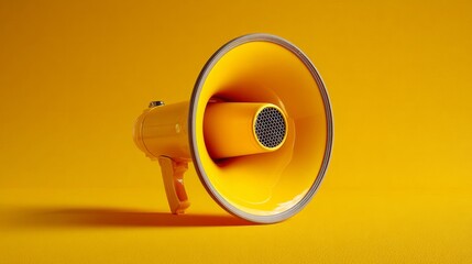 Yellow megaphone as bold communication symbol, centered on matching background. Power of clear and direct messaging.
