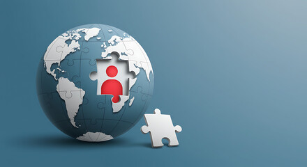 World Puzzle with Heart Missing Piece - End Human Trafficking Concept set for World Day Against Trafficking in Persons