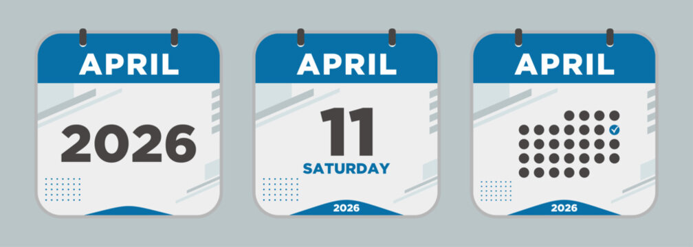 Modern Calendar icon. April. 2026 11 day. The concept of waiting for an important date. Day calendar with date April 11. Cheklist day calendar. Vector illustration.
