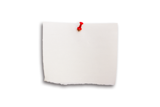 Note paper isolated on white background, blank surface for writing text.