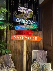 hotel sign on the beach