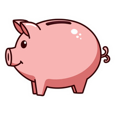 Fototapeta premium Cute Cartoon Piggy Bank Illustration on Black Background perfect for Saving Money