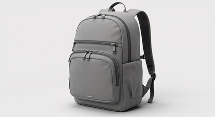 Fototapeta premium Stylish Grey Backpack Mockup: Modern and Versatile Travel Bag Design