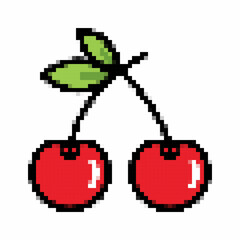 Various illustrations of fruits with pixelated concept