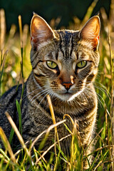 Fototapeta premium Outdoor Cat Hunting Focus