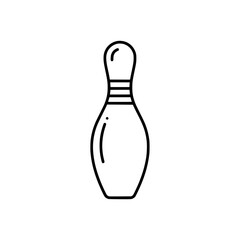 Bowling Pin Outline Icon: Single Isolated Bowling Pin on White Background - Vector Illustration