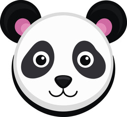 Adorable vector illustration of a panda bear face isolated on a white background