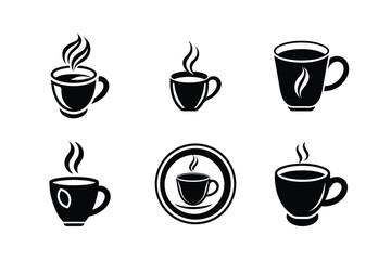 Obraz premium Coffee Cup Silhouette Icon Set
