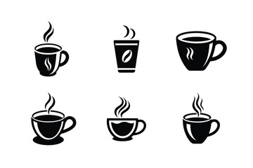 Obraz premium Coffee Cup Silhouette Icon Set