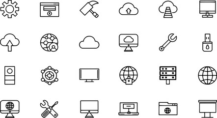 internet computer icon set  containing online  com.eps