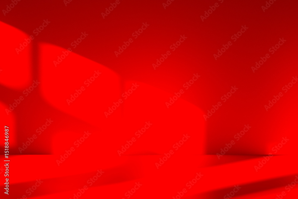 Leinwandbilder wall interior background, studio and backdrops show products.with shadow from window color red backg