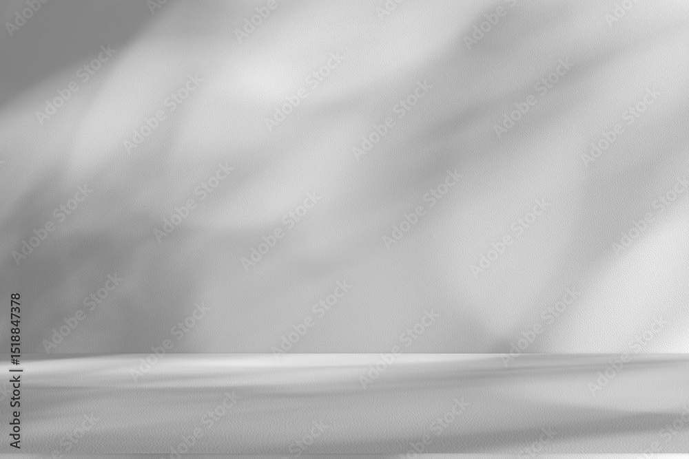 Aufkleber Wall interior background, studio and backdrops show products.with shadow from window color white and grey. background for text insertion and presentation product	
