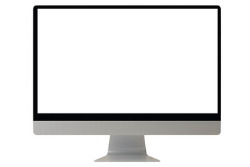 Modern desktop PC mockup, straight angle clear screen for seamless design integration.