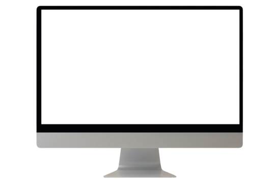 Modern desktop PC mockup, straight angle clear screen for seamless design integration.