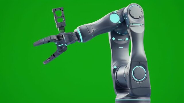 Robotic Arm Moving on Green Background