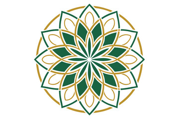 Luxurious golden mandala flower eco friendly logo