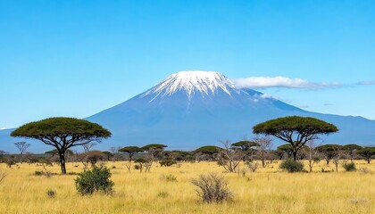 Fototapeta premium Mount Kilimanjaro View From Savanna