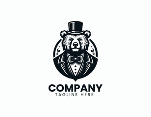 Fototapeta premium Friendly Mr Bear Charming Animal Mascot Cute Illustration Vector Logo Design
