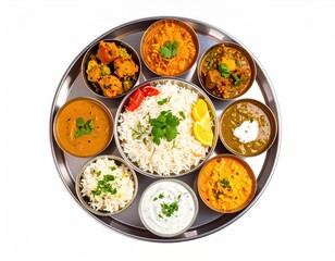 Indian Thali: Aromatic Curries, Fluffy Rice, Vibrant Spices