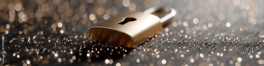 Leinwandbilder Digital Padlock on Circuit Board with Electronic Pathways Representing Network Security and Fraud Prevention in Modern IT Protection Services