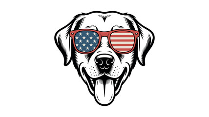 Cute Dog Wearing American Flag Sunglasses, Perfect for Patriotic Designs