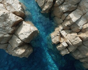 Ocean Trench Rock Formations with Dramatic Textures and Geometric Patterns Highlighting Underwater Geological Features for Scientific and Eco Research