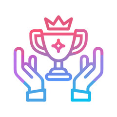 Obraz premium Gradient Hands Holding Crowned Trophy Icon