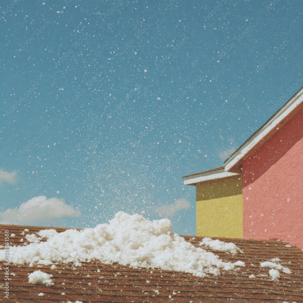 Aufkleber hailstorm impact on asphalt shingles during severe weather highlighting property vulnerability and i