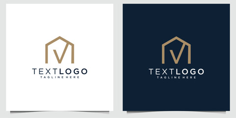 Modern letter V and house shape vector logo design template inspiration