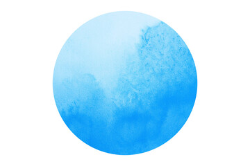 Abstract blue watercolor circle paint on white background.
