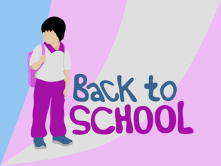 Back to school vector illustration. Cartoon kids going to school.