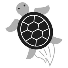 亀の和風アイコンイラスト　モノクロ