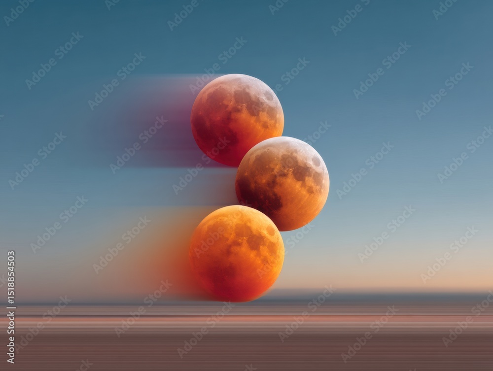 Aufkleber Lunar Eclipse Dynamics Immersive Celestial Progression Visualization for STEM Education, Digital Learning, and Astronomical Content Creation