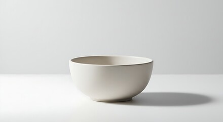 Minimalist Beige Ceramic Bowl Isolated on White Background Tableware for Soup Cereal or Salad with Home Cooking Aesthetic and Simple Elegant Style