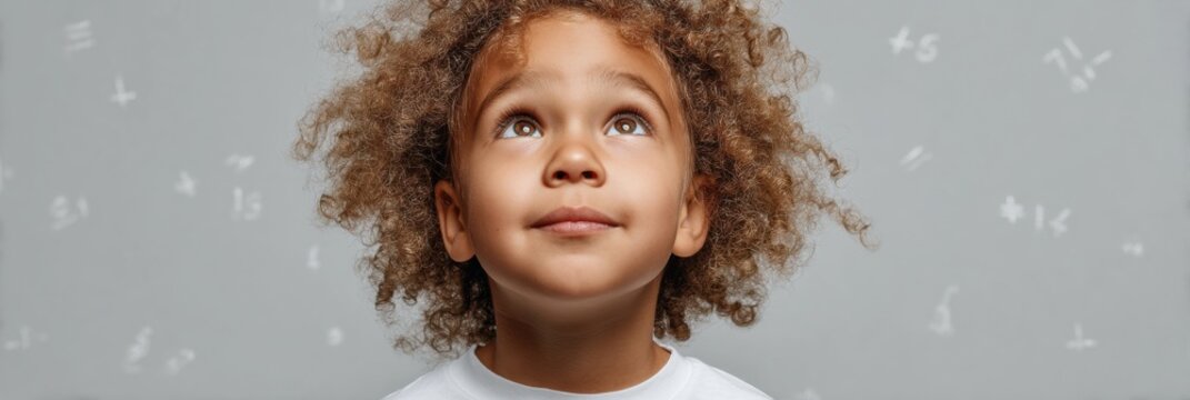 National Numeracy Day UK Celebration Young Child Inspired by Floating Math Equations for Early Learning with Easter Spring Vibes and Seasonal Marketing - Powered by Adobe