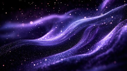 Obraz premium Purple cosmic dust wave, digital art, dark background, website banner
