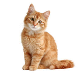[Transparent Background PNG]Adorable ginger kitten portrait against white background
