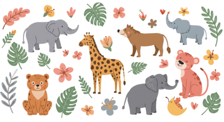 Cartoon tropical animals illustration