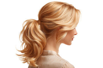 Obraz premium [Transparent Background PNG]Blonde Woman with Stylish Ponytail Hairstyle
