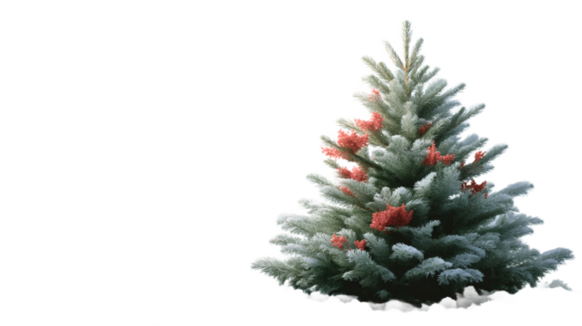 [Transparent Background PNG]Snowy Christmas Tree Isolated on White Background
