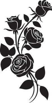 Elegant rose vine stencil with multiple blooming roses and buds. Ideal for decorative art, crafts, and wall embellishments. Suitable for textile designs and romantic themes.