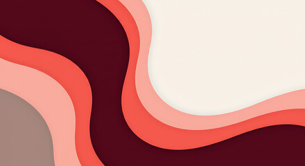 Layered Abstract Background with Burgundy Red and Pink Flowing Curves	
