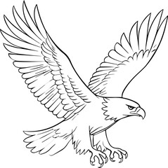 The practice drawing paints a hawk shape as a vector line outline