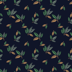 Seamless wallpapers, black base leaves, green leaves, vector patterns