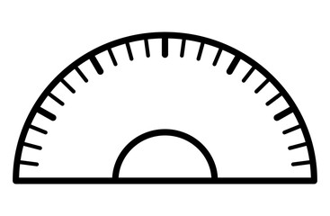 分度器アイコン – 測定や図形学習を表すシンプルな文具線画デザイン