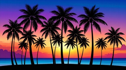 palm trees at sunset