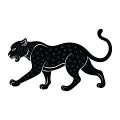 Silhouette of a powerful jaguar in full sprint, muscles defined and tail extended, capturing the essence of speed, strength, and wild elegance in motion.
