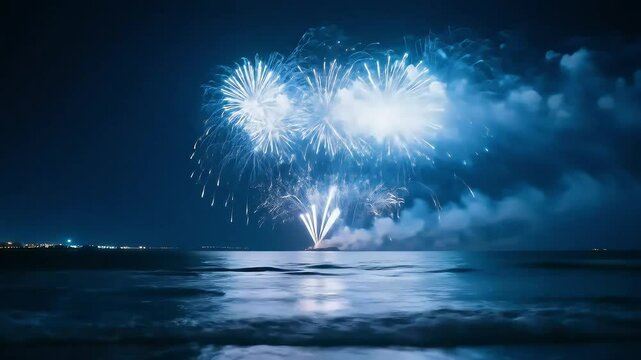 fireworks over the sea firework background video